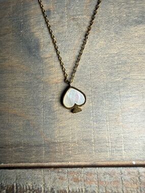 kate spade Gold-Tone Spade Pendant Necklace with Mother-of-Pearl Inlay